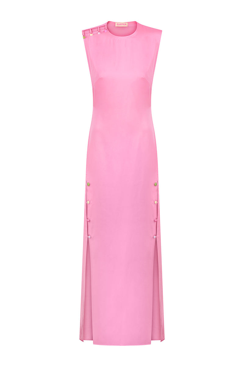 PINK MAXI DRESS WITH STONES - CULT MIA