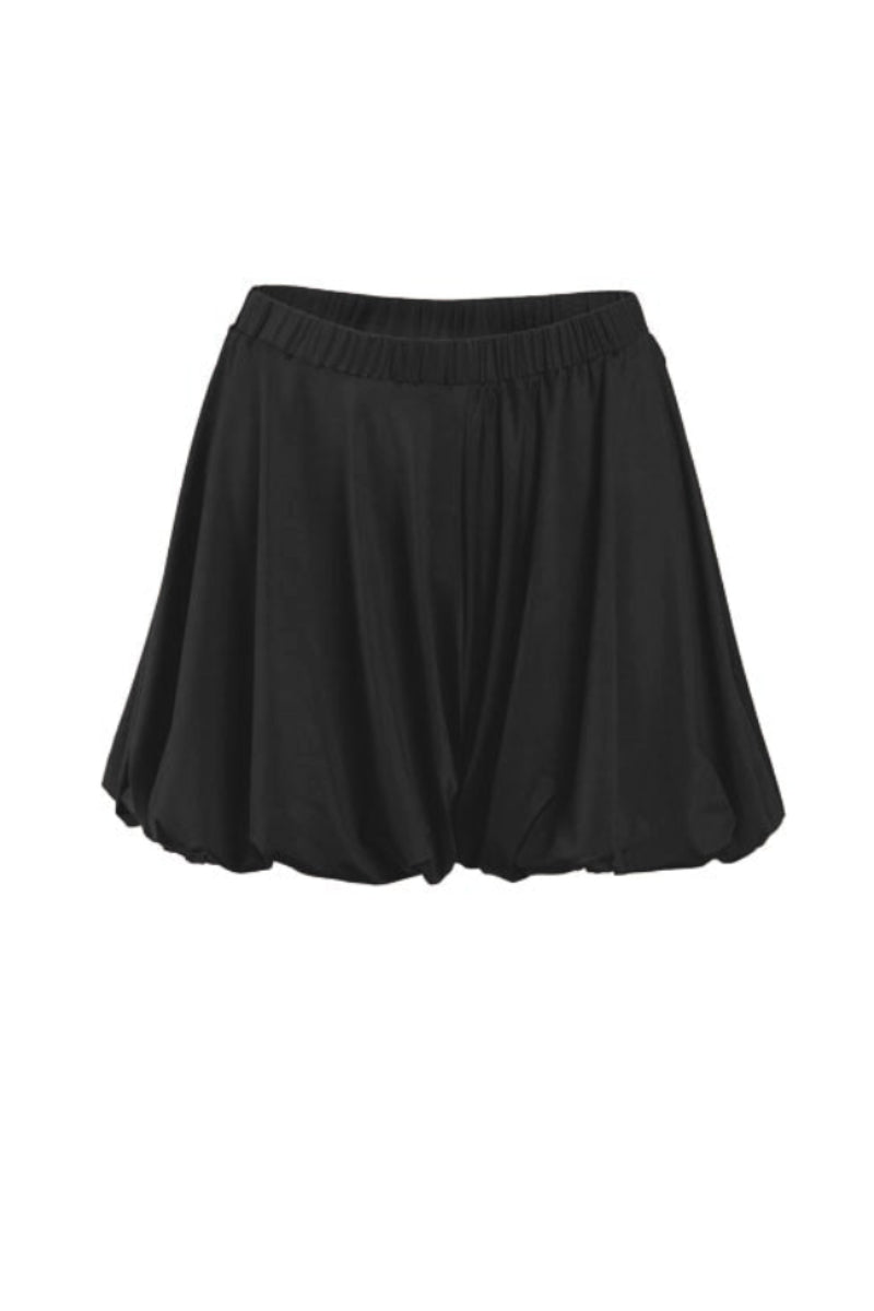 YASSMIN SALEH black Drift shorts shown from the front, featuring a relaxed fit and casual style for everyday wear.