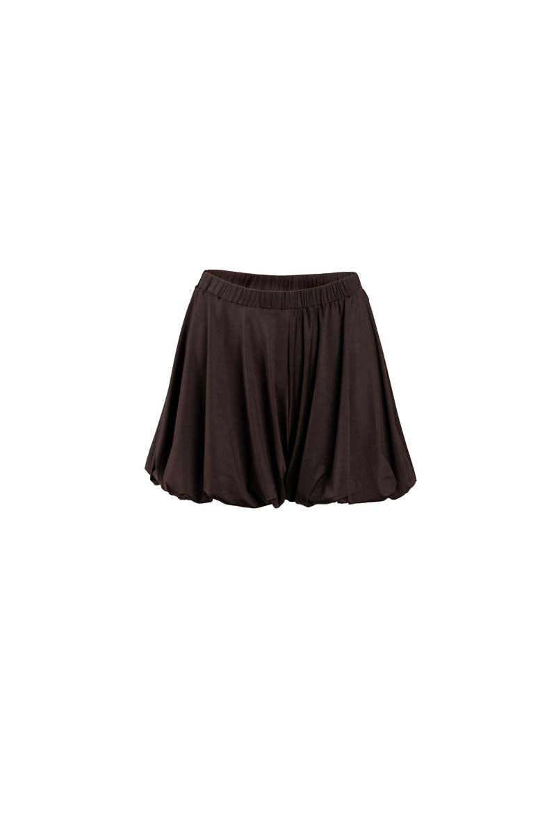 YASSMIN SALEH drift shorts in brown with ghost front design, casual fit, and comfortable fabric for everyday wear.