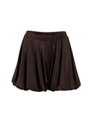 YASSMIN SALEH drift shorts in brown, front view showing relaxed fit and casual style perfect for summer wear.