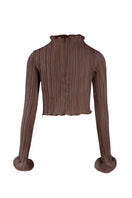 YASSMIN SALEH Drift top in brown with ghost back design, stylish women's top made from comfortable fabric.