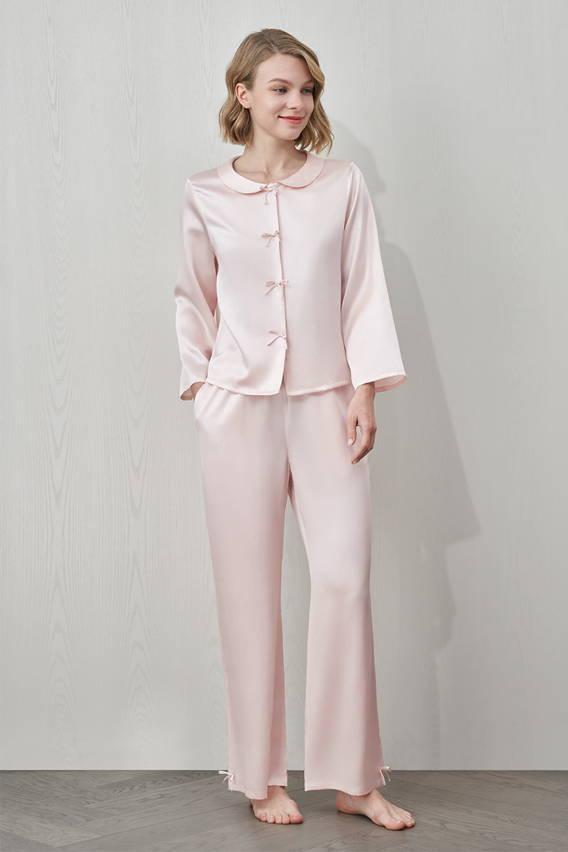 DUCHESS SILK PAJAMA SET IN PINK - CULT MIA