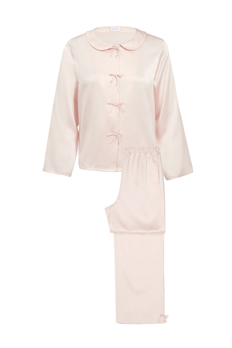 DUCHESS SILK PAJAMA SET IN PINK - CULT MIA