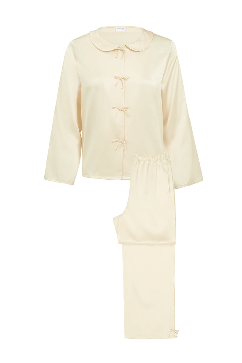 DUCHESS SILK PAJAMA SET IN YELLOW - CULT MIA