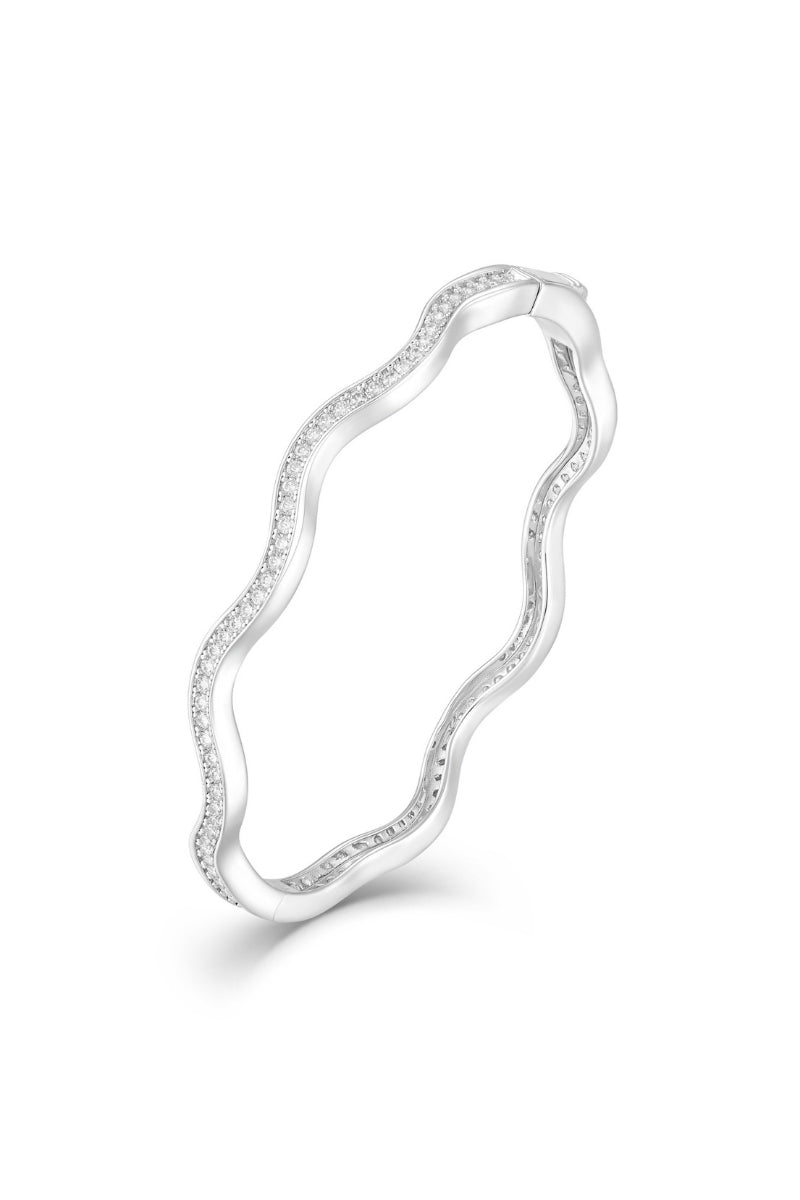 Silver Dune Mirage bangle bracelet by Velvet Desert featuring intricate design in a sleek, modern style.