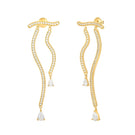 Gold Dune Mirage Drops Earrings by Velvet Desert, featuring elegant, elongated drop design with a sleek, polished finish.