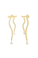 Gold Dune Mirage Drops Earrings by Velvet Desert, featuring elegant, elongated drop design with a sleek, polished finish.