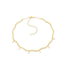 Gold Dune Mirage Drops Necklace by Velvet Desert featuring elegant layered chain design and statement drop pendant.