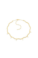 Gold Dune Mirage Drops Necklace by Velvet Desert featuring elegant layered chain design and statement drop pendant.