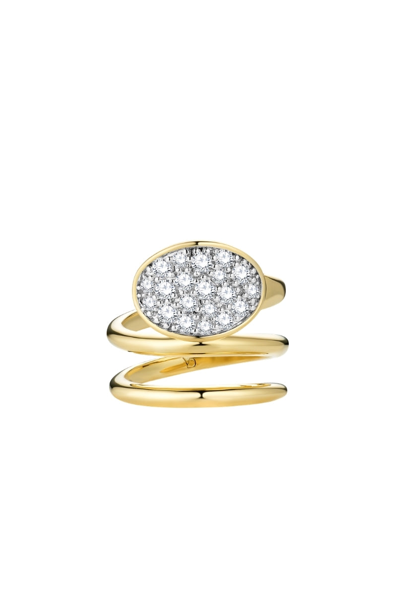 Velvet Desert Dune Oval Frost Pinky Ring in gold with an oval-shaped frosted pink stone, stylish jewelry for the pinky finger.
