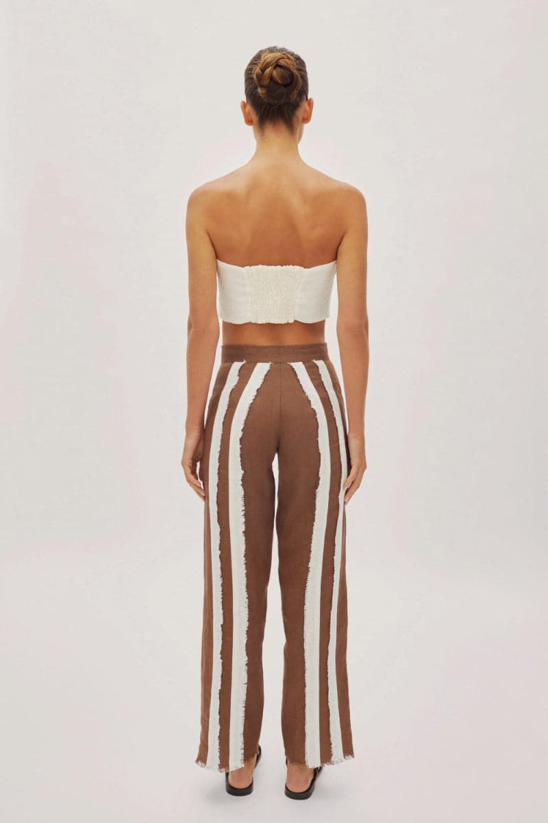 DUNE WHITE LINEN FRINGE V NECK CROP TOP - CULT MIA