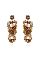 Aidan & Ice Ivy Golden Earrings, stylish gold earrings with intricate design, hanging from earlobes.
