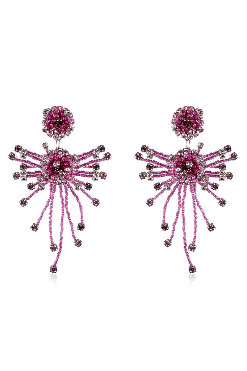 Aidan & Ice LILLA purple drop earrings featuring elegant teardrop-shaped design hanging from silver hooks.