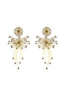 A pair of yellow drop earrings from Aidan & Ice featuring sleek, elongated design and shiny gold finish.
