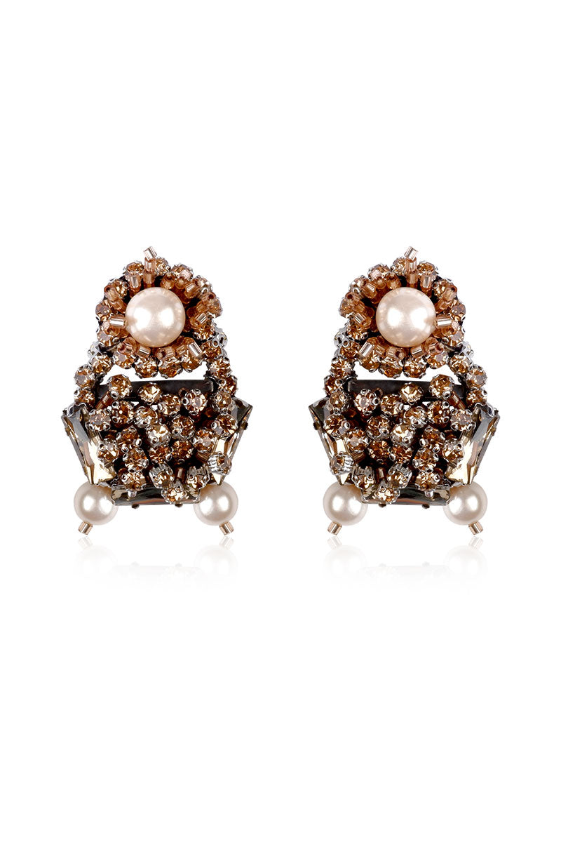 A pair of gold OPHELIA earrings by Aidan & Ice featuring elegant, delicate design for stylish wear.