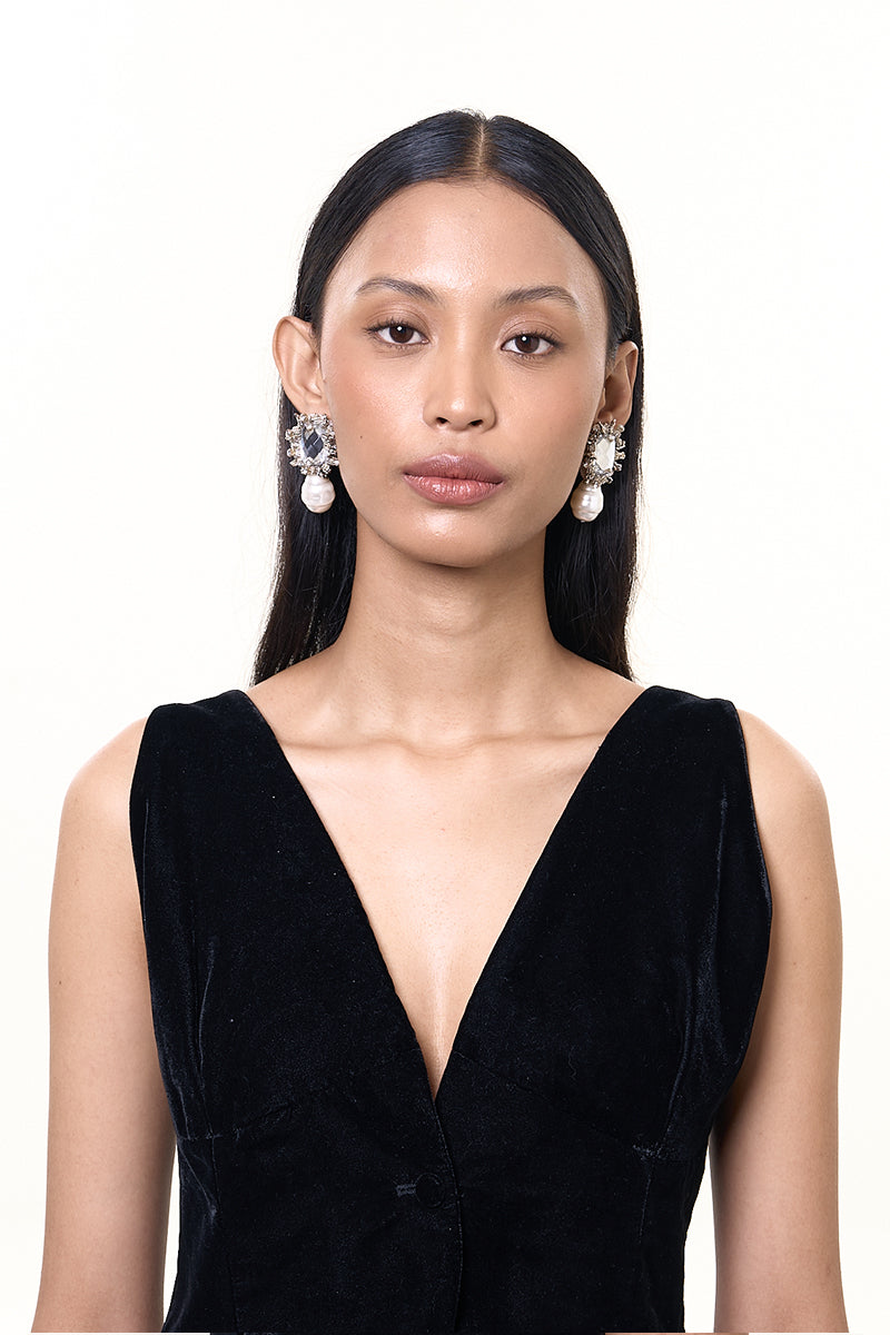 ARIA PEARL AND CRYSTAL EARRINGS - CULT MIA