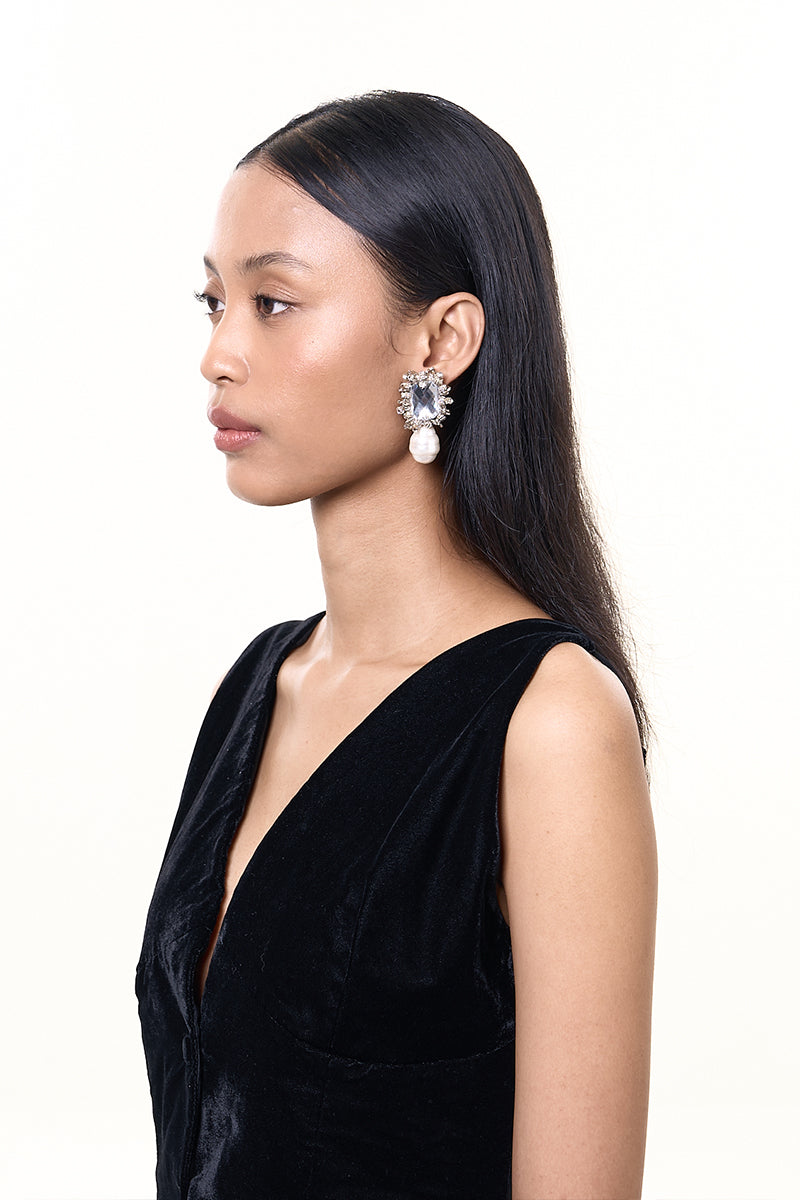 ARIA PEARL AND CRYSTAL EARRINGS - CULT MIA