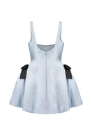 Scarlett Gasque Eclipse Mini Dress featuring a ghost-back design in Ice Melt fabric, stylish short dress for women.