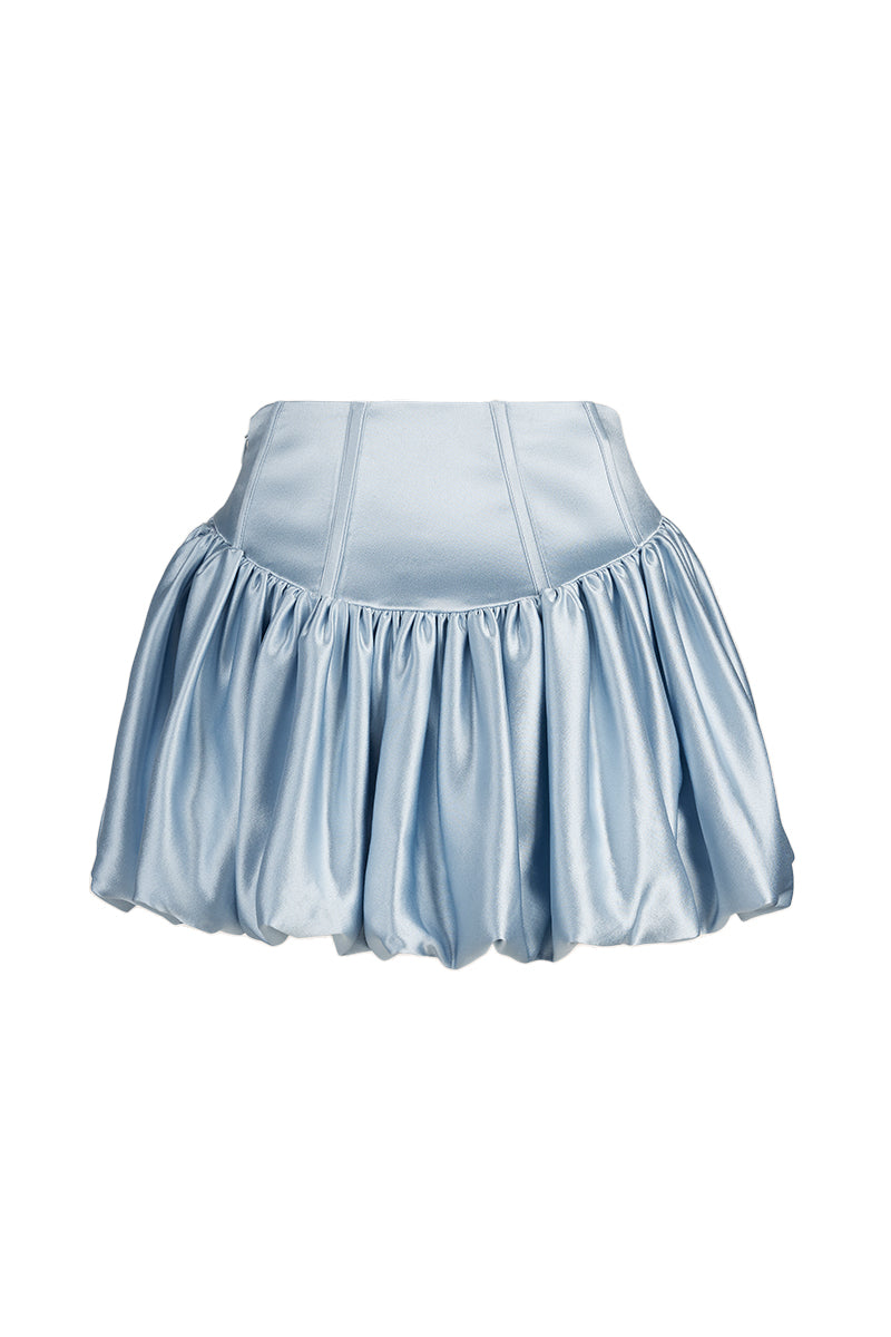 Scarlett Gasque Eclipse Mini Skirt in Ice Melt with ghostly back design, stylish and fitted for a modern look