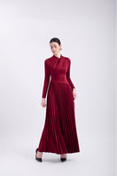 Red mango taffeta maxi dress by EEGEN STUDIO featuring a flowing silhouette and elegant design.