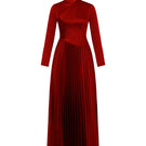 Red mango taffeta maxi dress by EEGEN STUDIO, featuring a flowing silhouette and elegant design.