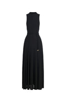 Black Peper Rib Knit Maxi Dress by EEGEN STUDIO, featuring a fitted ribbed knit fabric and elegant long length.