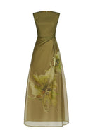 Cream Verna gown by EEGEN STUDIO featuring a flowing silhouette and elegant design, showcased from the front view.