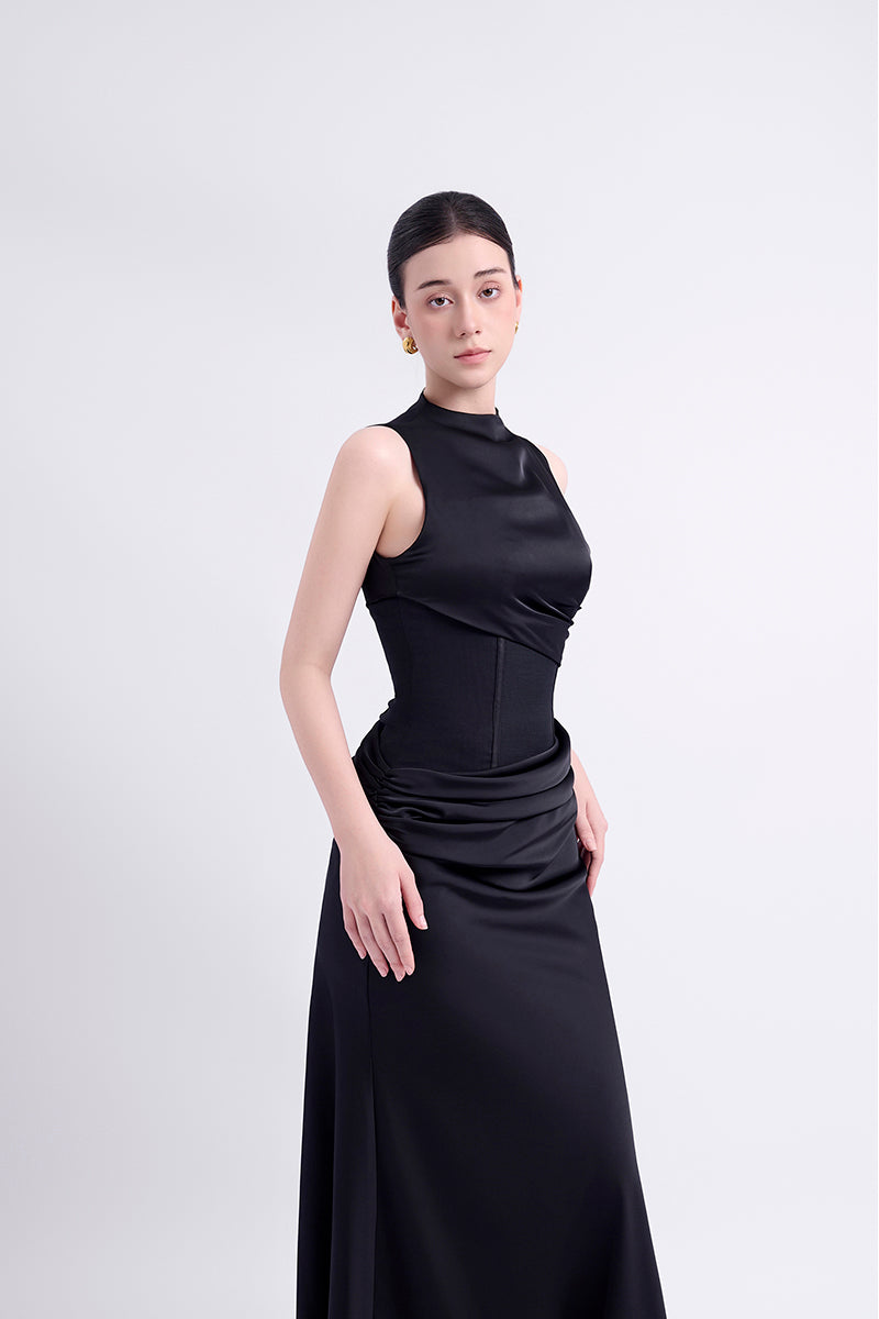 FLOSS SHEER SILK DRESS IN BLACK - CULT MIA