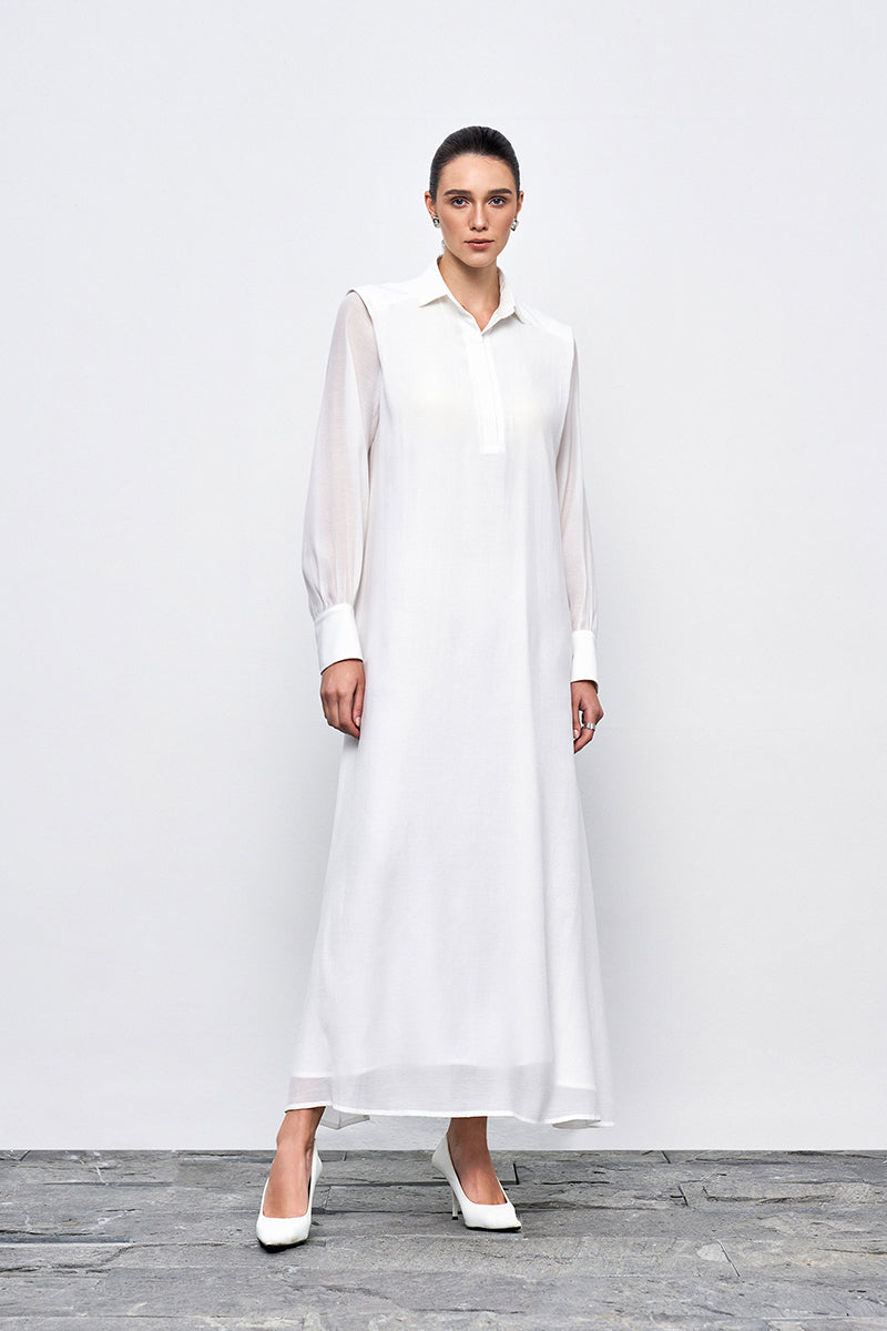 white chiffon midi dress Modest White Chiffon Plus Size Midi Dress With Elastic Waist and Belt. Elegant and Simple Wedding Outfit