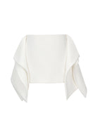 White crinkle chiffon maxi dress by EEGEN STUDIO featuring flowing fabric and elegant design, displayed on a hanger.