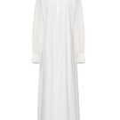 White crinkle chiffon maxi dress by EEGEN STUDIO, flowing fabric with a relaxed, elegant fit perfect for summer or special occasions.