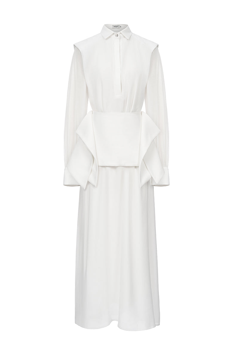 midi white chiffon dress White Chiffon Midi Dress with Sleeveless V-Neck and Loose Waist