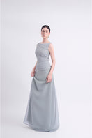 Gray Floss Sheer Silk maxi dress by Eegen Studio, featuring lightweight, elegant flowy fabric and stylish design.