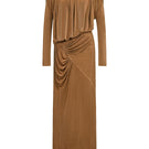 Seraphine brown maxi dress by EeGen Studio featuring flowing fabric and elegant design, perfect for casual or formal occasions.