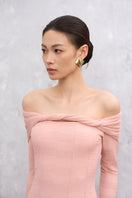 Pink Elowen maxi dress by EEGEN STUDIO, flowing fabric, sleeveless design, and elegant silhouette in the image.