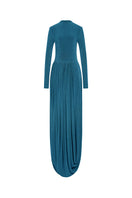 Blue Light Twinkle Jersey Spandex gown by EEGEN STUDIO, featuring a fitted silhouette and elegant design.