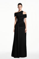 Black spandex light knit gown by EEGEN STUDIO, showcasing a fitted, elegant dress with a smooth, stretchy fabric and classic silhouette.