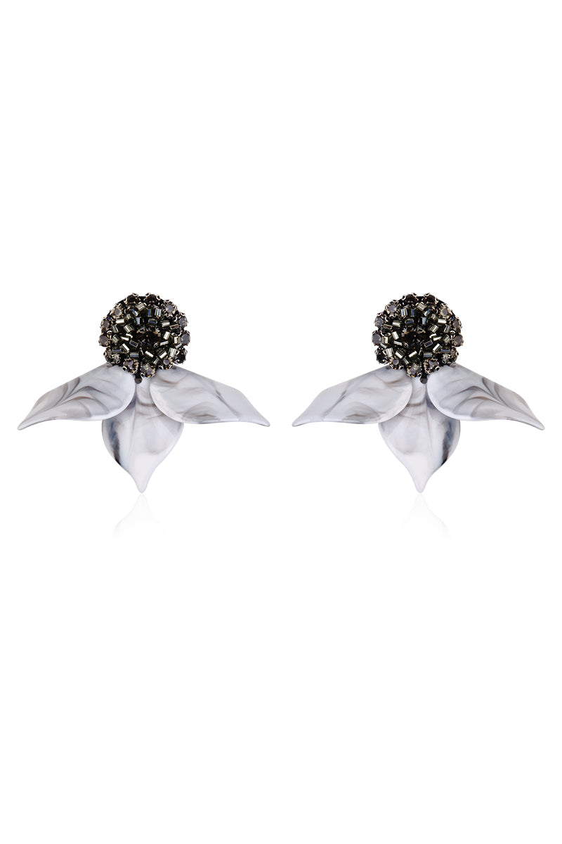 Aidan & Ice gray DEW DOT earrings featuring small, round gray earrings with a modern design and silver hooks.