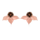 A pair of Aidan & Ice Dew Dot Peach earrings featuring peach-colored drop earrings with a sleek, modern design.