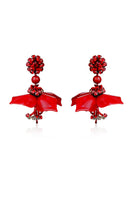 Aidan & Ice dew drop red earrings with elegant teardrop design, showcasing vibrant red gemstone accents on silver hooks.