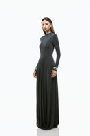 Gray light twinkle jersey spandex gown from EEGEN Studio featuring a fitted silhouette and elegant design.