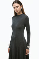 Gray LIGHT TWINKLE Jersey Spandex gown by EEGEN STUDIO, featuring a fitted silhouette and elegant drape.