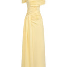 Yellow spandex light knit gown by EEGEN STUDIO, featuring a fitted silhouette and soft fabric for a comfortable, stylish look.