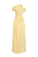 Yellow spandex light knit gown by EEGEN STUDIO, featuring a fitted silhouette and soft fabric for a comfortable, stylish look.