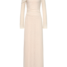 White iridescent maxi dress by EEGEN STUDIO featuring flowing fabric and a stylish, elegant design.