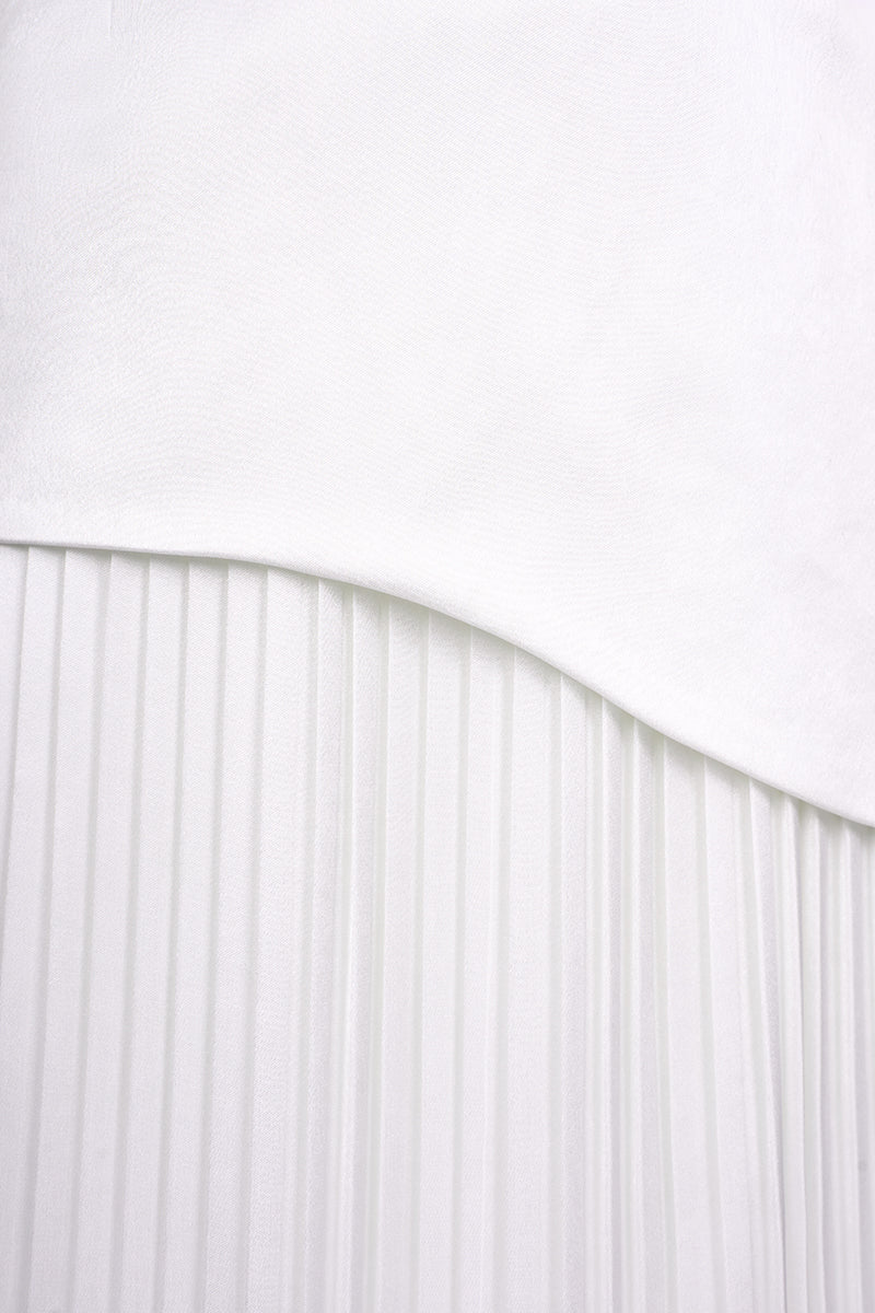 Elegant white taffeta silk gown by EEGEN STUDIO, featuring a flowing design and intricate detailing perfect for formal occasions.