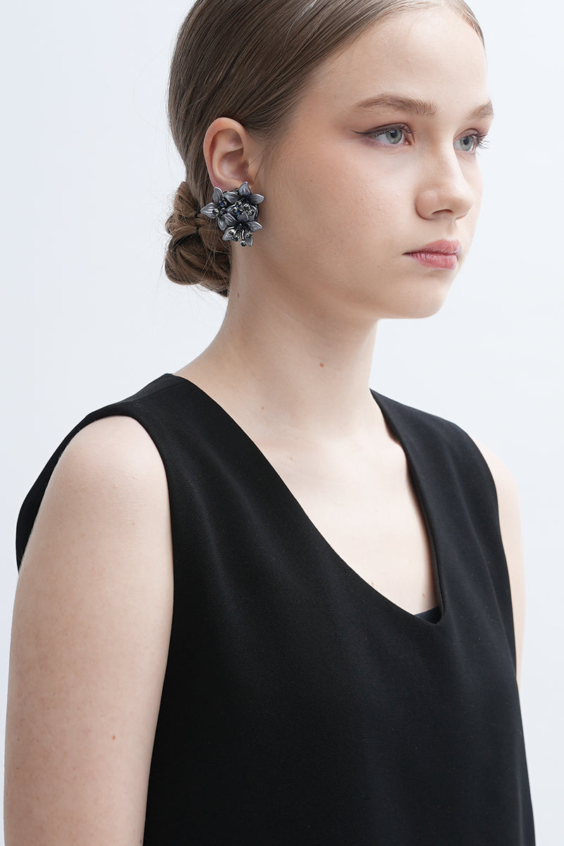Gray Greta earrings by Aidan & Ice featuring sleek, modern design with elegant gray tones and polished finish.