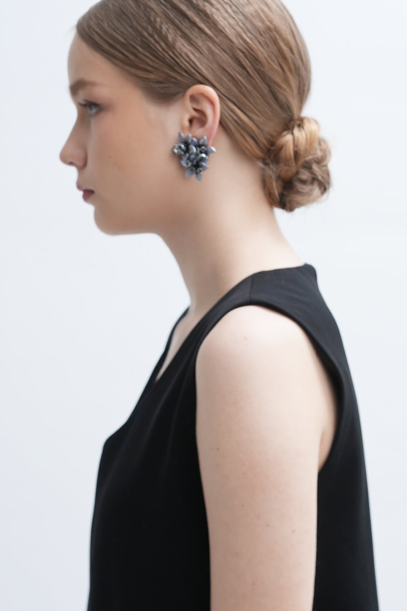 Gray Greta earrings by Aidan & Ice featuring sleek, modern design with elegant gray tones and geometric shapes.