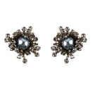 A pair of GREYN LUSH earrings by Aidan & Ice, featuring elegant design with grey lush accents and silver hooks.
