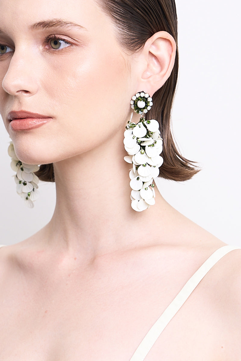Aidan & Ice Ivy Garden earrings featuring delicate floral design, gold-tone metal, and intricate leaf detailing on each earring.